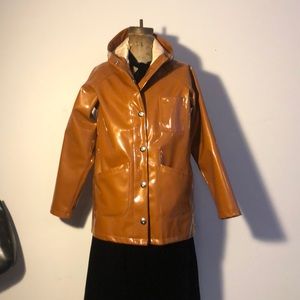 Hooded poly raincoat